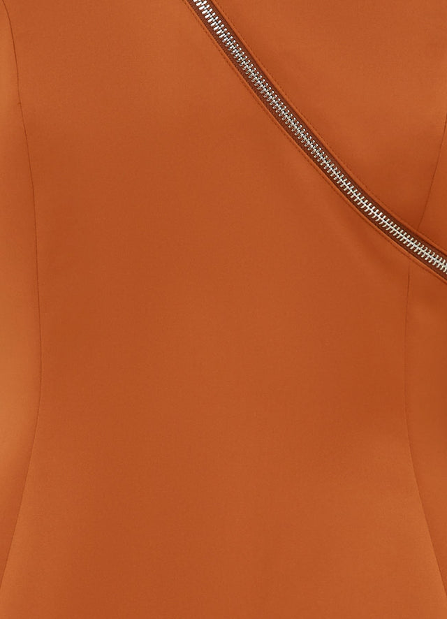 Exclusive Leo Lin Annalise One Shoulder Midi Dress - Toffee