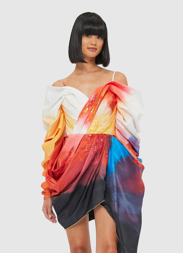 Exclusive Leo Lin Danielle Draped Mini Dress - Reminiscence Print