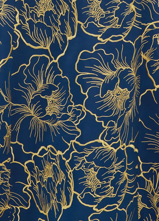 Exclusive Leo Lin Nicola V Neck Midi Dress - Marine Blue