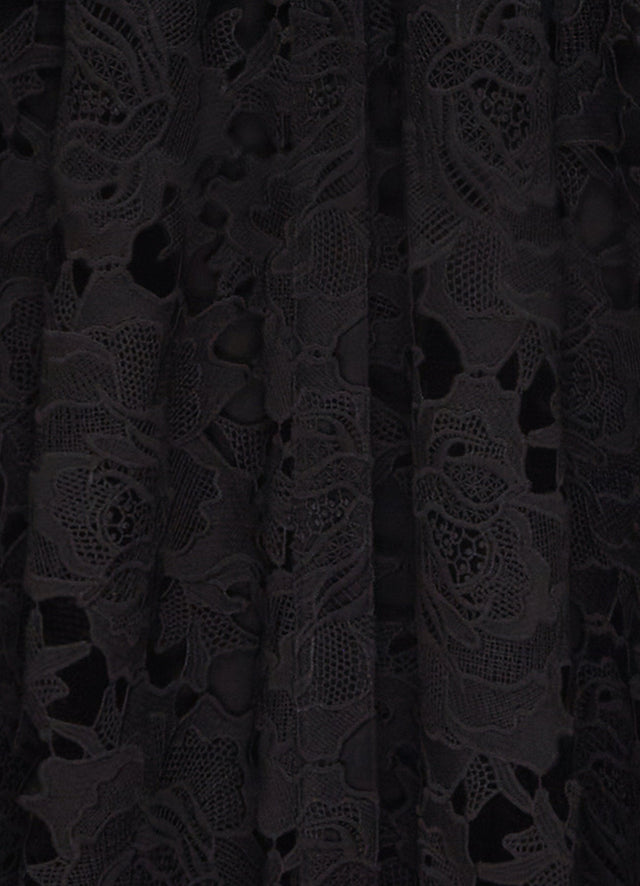 Exclusive LEO LIN Aliyah Lace Butterfly Sleeve Midi Dress - Ebony