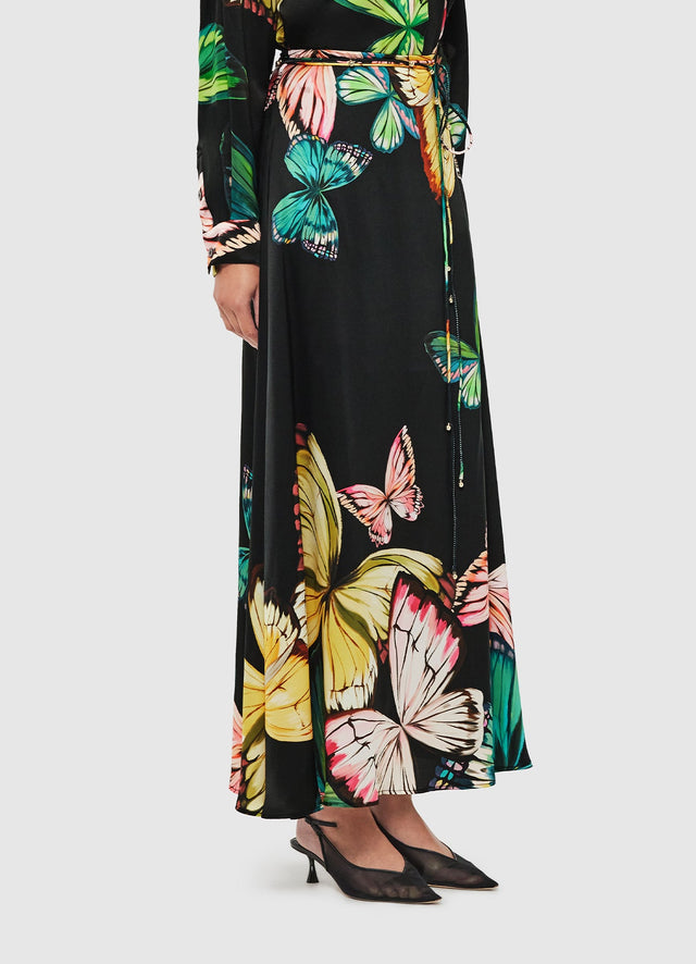 Exclusive Leo Lin Camila Maxi Skirt - Papillon Print in Black