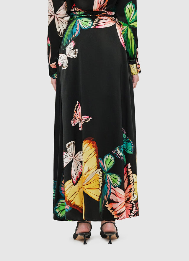 Exclusive Leo Lin Camila Maxi Skirt - Papillon Print in Black