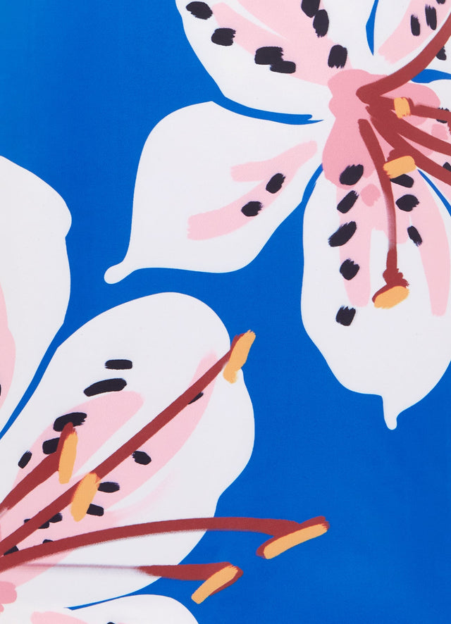 Exclusive LEO LIN Yvonne Mini Dress - Lily Print in Cobalt