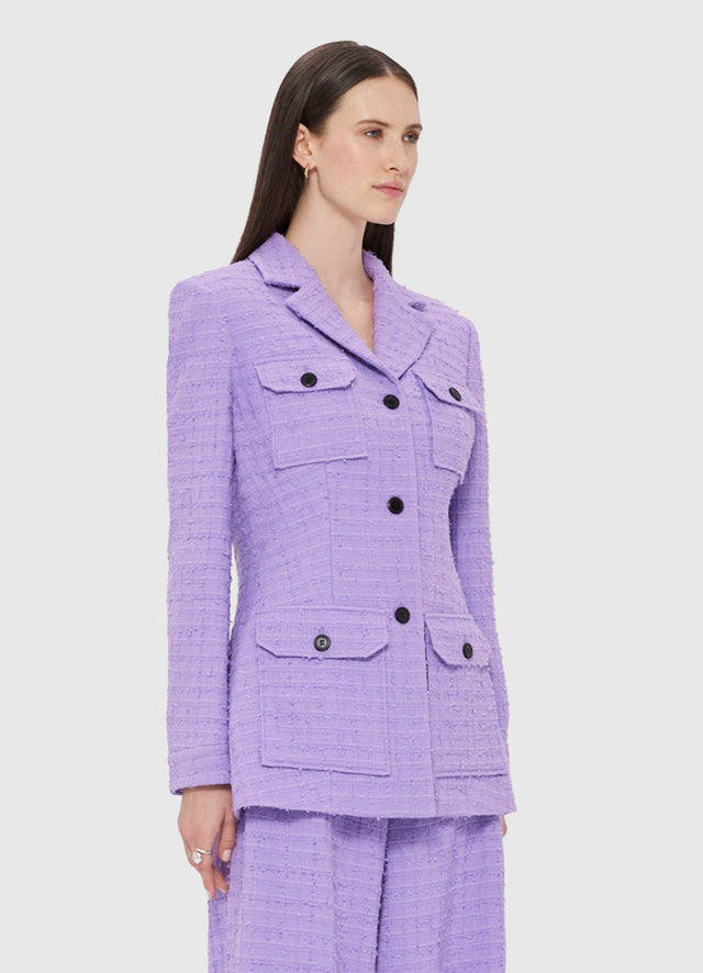 Exclusive LEO LIN Edith Tweed Pocket Blazer - Violet