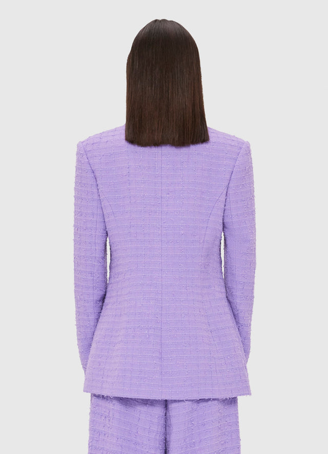 Exclusive LEO LIN Edith Tweed Pocket Blazer - Violet