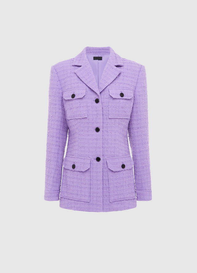 Exclusive LEO LIN Edith Tweed Pocket Blazer - Violet