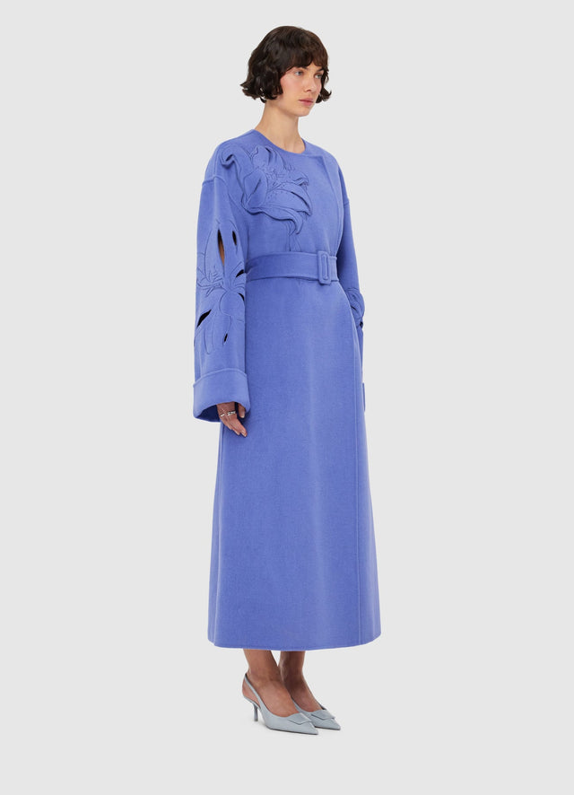 Exclusive LEO LIN Celestine Applique Wool Coat - Moonlight