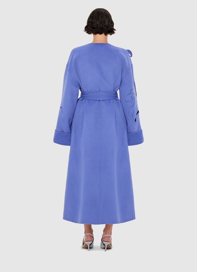 Exclusive LEO LIN Celestine Applique Wool Coat - Moonlight 