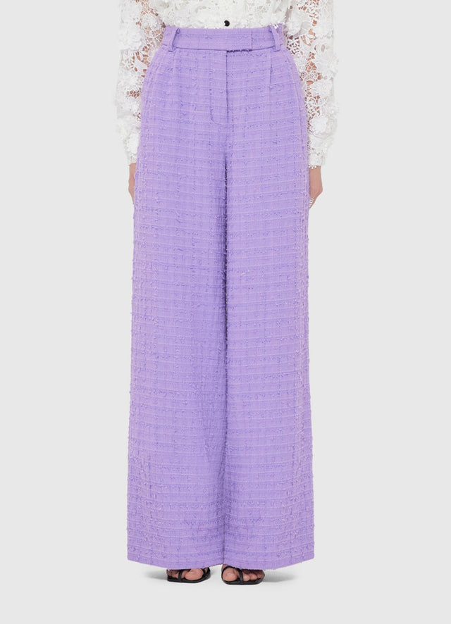 Exclusive LEO LIN Elisha Tweed Wide Leg Pants - Violet