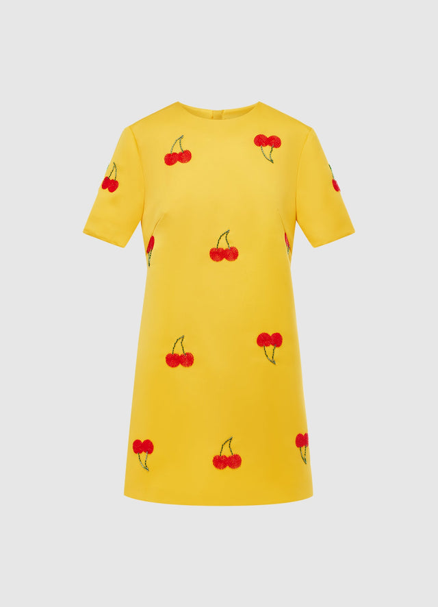 Exclusive Leo Lin Alexa Embellished T-Shirt Mini Dress - Cherry Beading