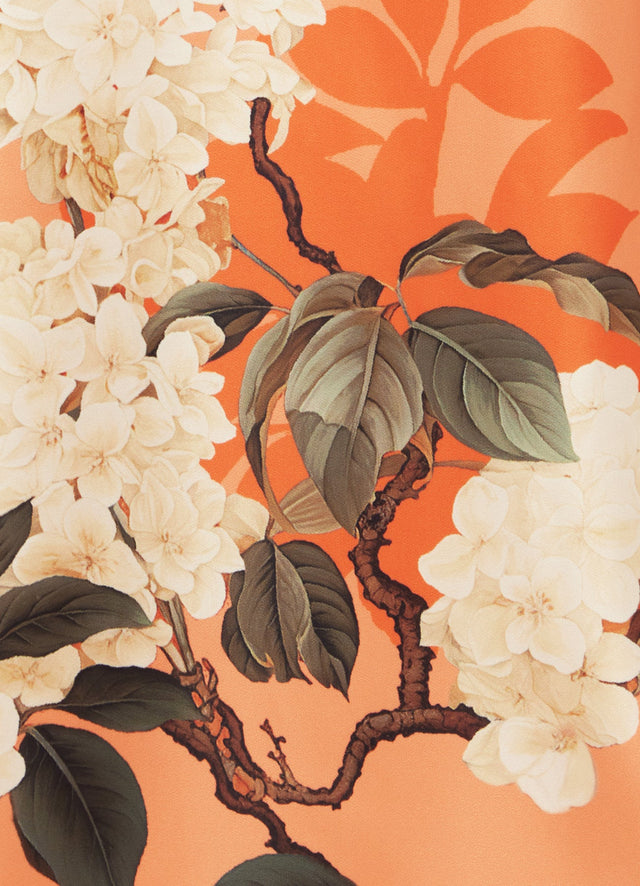 Exclusive Leo Lin Fay Mini Dress - Hydrangea Print in Tangerine