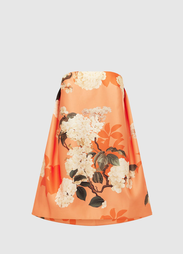 Exclusive Leo Lin Fay Mini Dress - Hydrangea Print in Tangerine