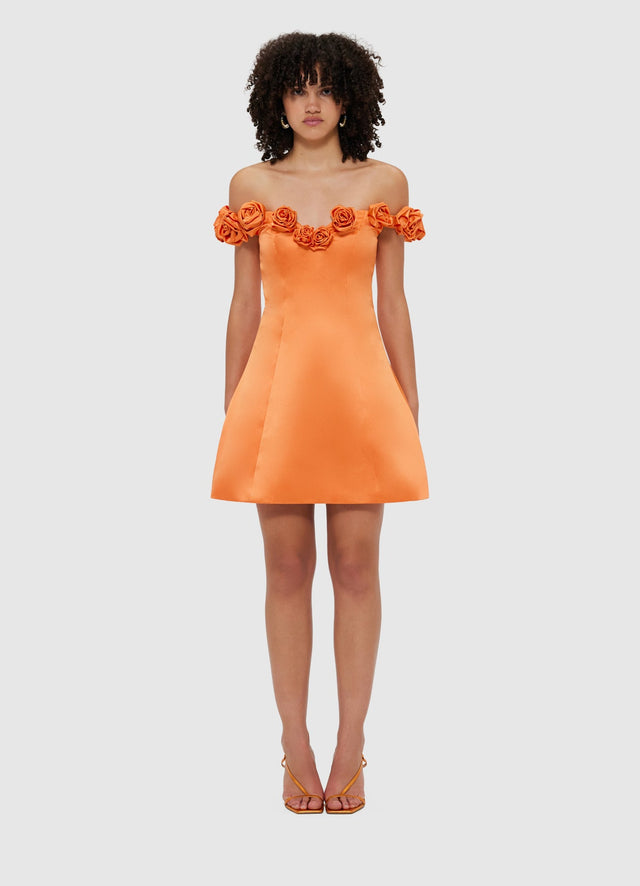 Exclusive Leo Lin Stella Off-Shoulder Mini Dress - Tangerine