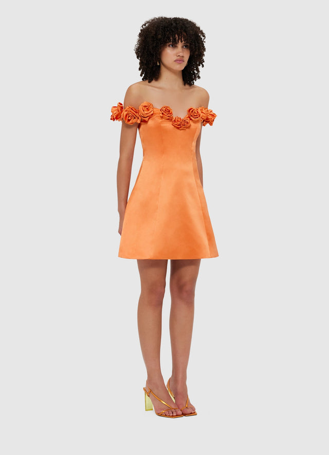 Exclusive Leo Lin Stella Off-Shoulder Mini Dress - Tangerine