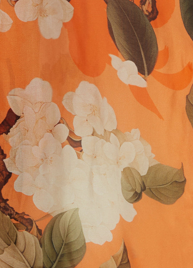 Exclusive Leo Lin Della Blouse - Hydrangea Print in Tangerine