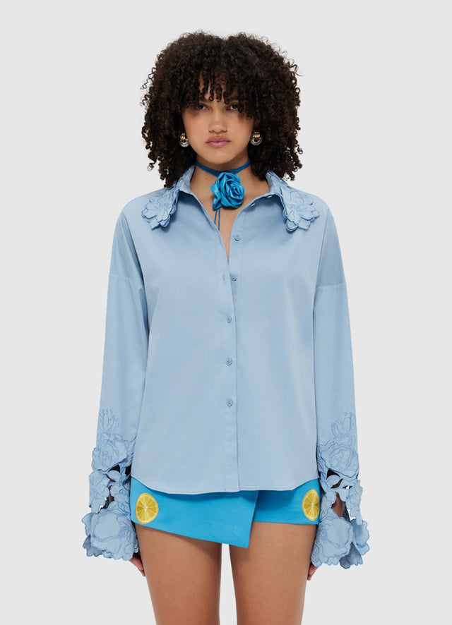 Exclusive Leo Lin Daniella Appliqué Blouse - Powder Blue