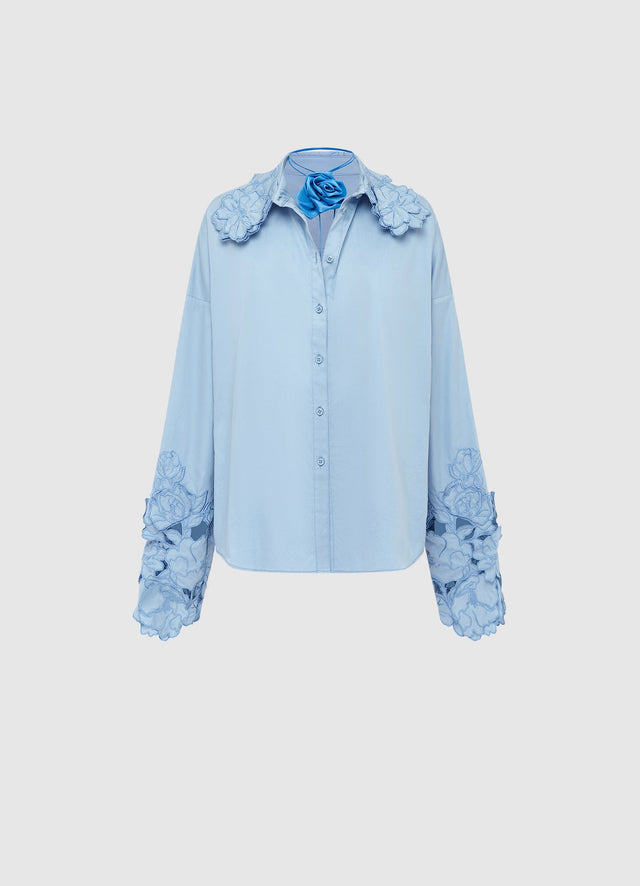 Exclusive Leo Lin Daniella Appliqué Blouse - Powder Blue