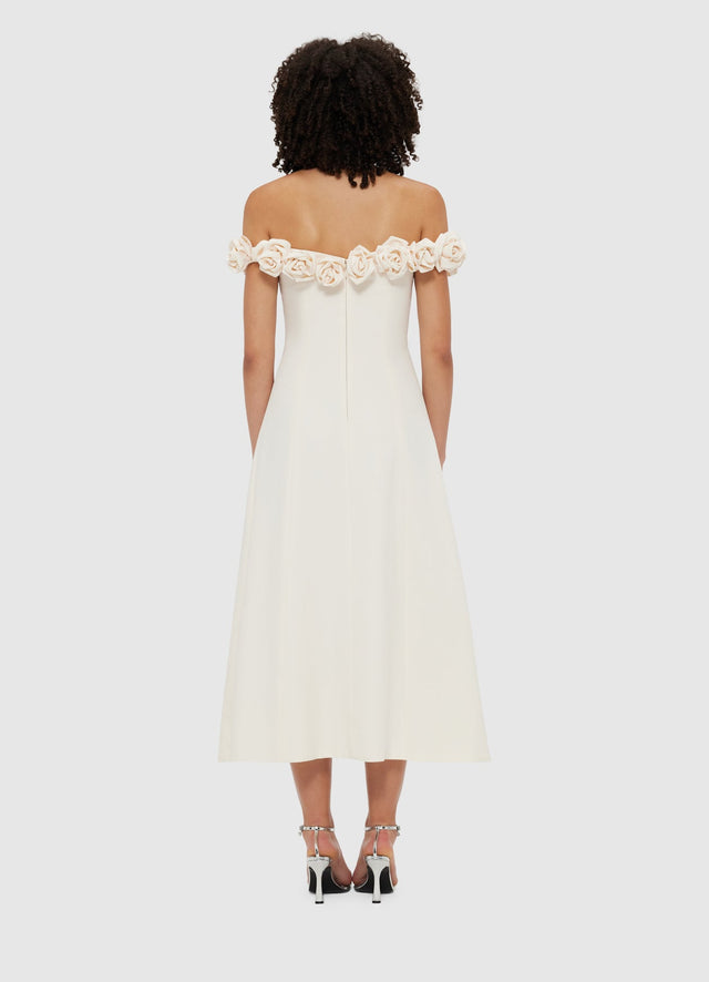 Exclusive Leo Lin Annette Off Shoulder Midi Dress - Vanilla