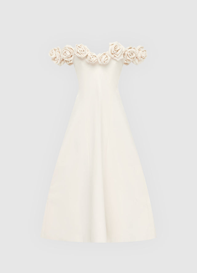 Exclusive Leo Lin Annette Off Shoulder Midi Dress - Vanilla