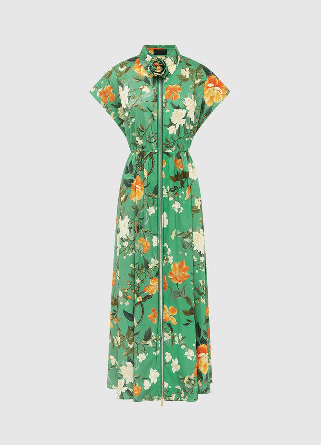Exclusive Leo Lin Anita Shirt Midi Dress - Camelia Print