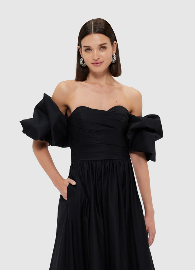 Exclusive Leo Lin Miranda Rose Midi Dress - Ebony