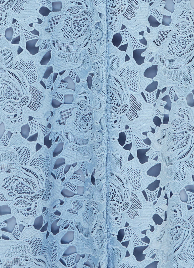 Exclusive Leo Lin Audrey Lace Pocket Shirt Midi Dress - Powder Blue