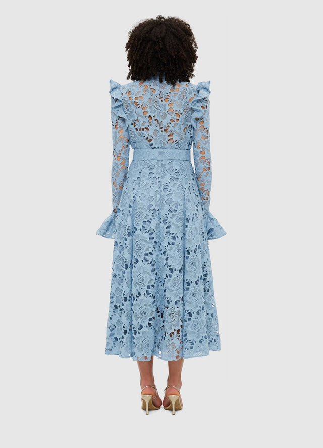 Exclusive Leo Lin Aliyah Lace Butterfly Sleeve Midi Dress - Powder Blue