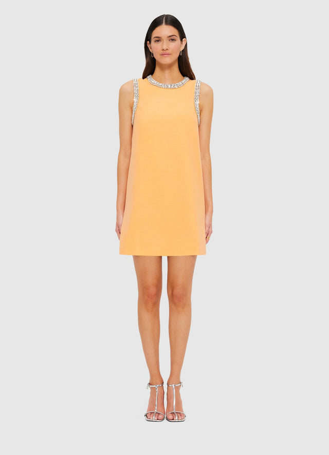 Exclusive Leo Lin Fergie Embellished Mini Dress in Ochre
