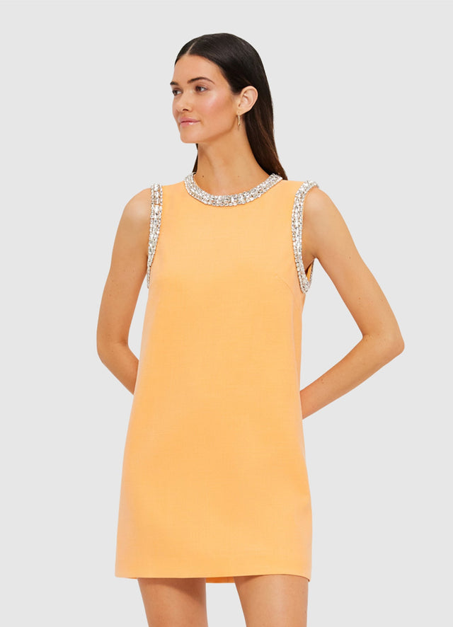 Exclusive Leo Lin Fergie Embellished Mini Dress in Ochre