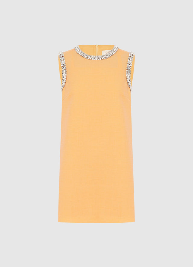 Exclusive Leo Lin Fergie Embellished Mini Dress in Ochre