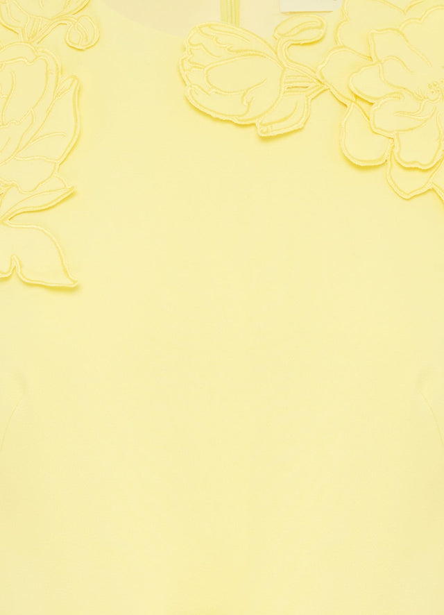 Exclusive Leo Lin Aurélie Appliqué Short Sleeve Mini Dress in Sorbet Yellow