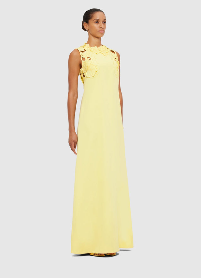 Exclusive Leo Lin Solene Appliqué Maxi Dress in Sorbet Yellow