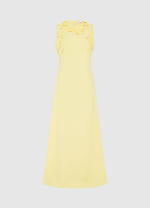 Exclusive Leo Lin Solene Appliqué Maxi Dress in Sorbet Yellow