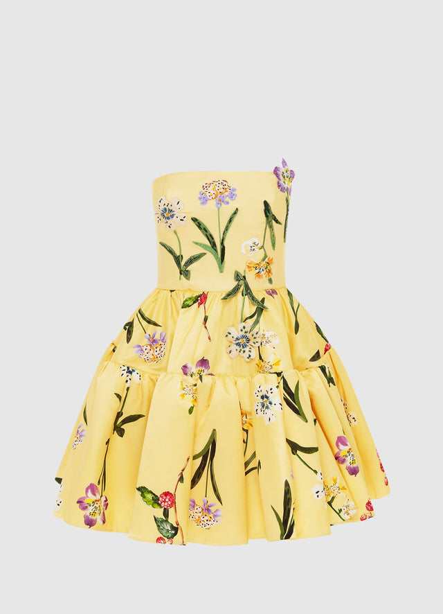 Exclusive Leo Lin Skye Bustier Mini Dress in Wild Flower in Sorbet