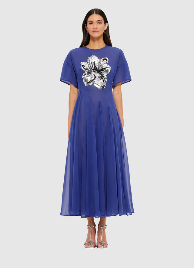Exclusive Leo Lin Désirée Embellished Midi Dress in Sapphire