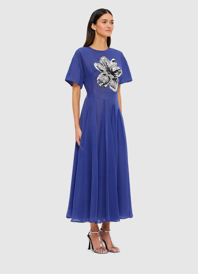 Exclusive Leo Lin Désirée Embellished Midi Dress in Sapphire