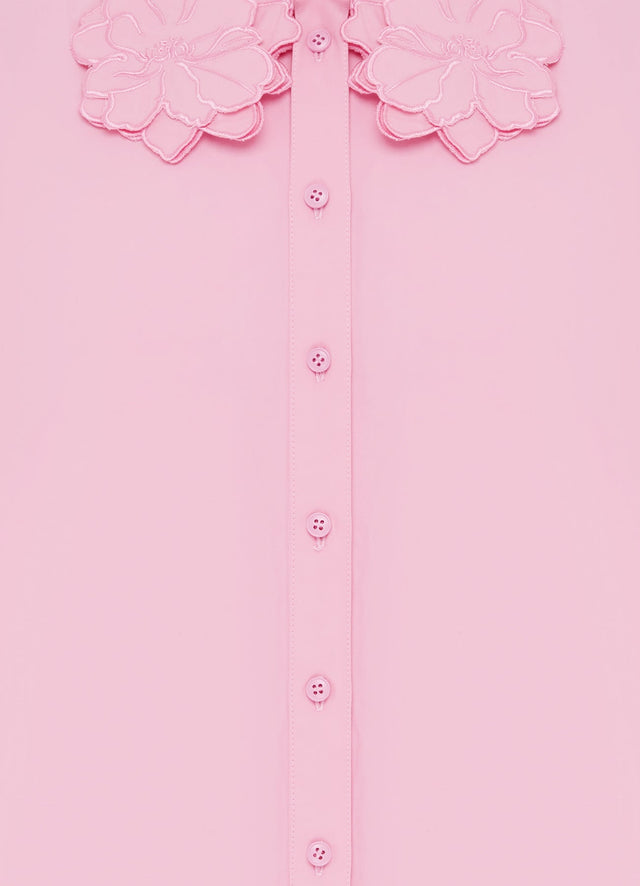 Exclusive Leo Lin Amélie Appliqué Shirt Top in Flamingo