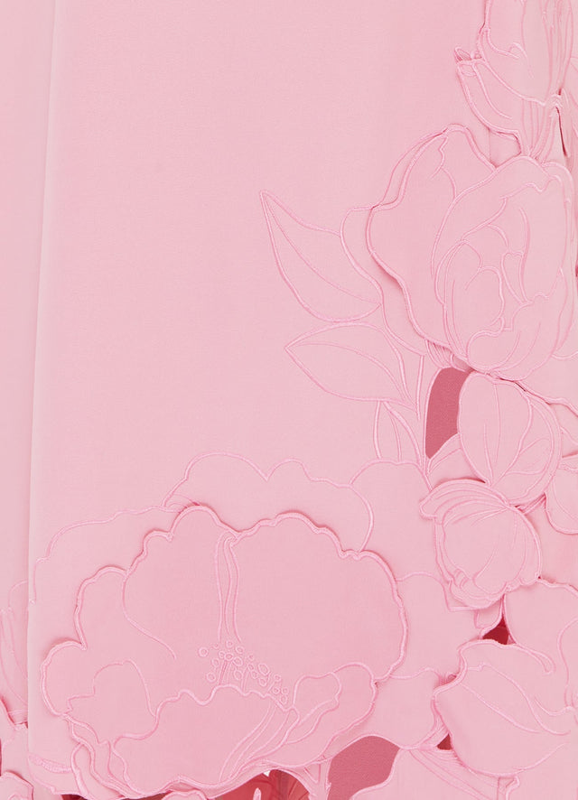 Exclusive LEO LIN Cleo Appliqué Sleeveless Midi Dress in Flamingo