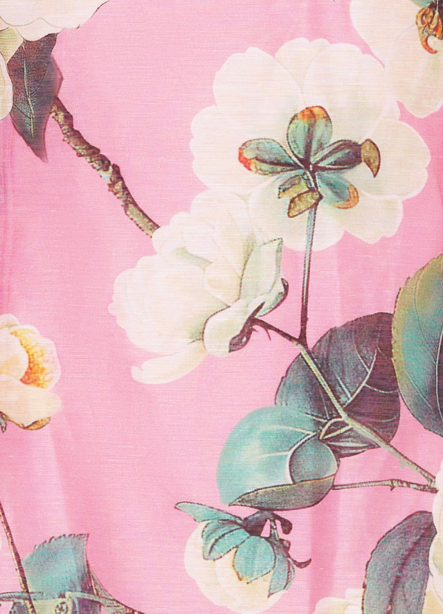 Exclusive Leo Lin Suzanne Bell Sleeve Mini Dress in Camelia Print