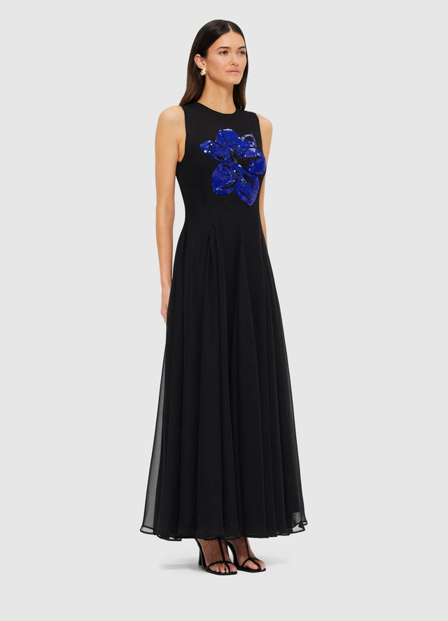 Exclusive Leo Lin Linnea Embellished Maxi Dress in Ebony