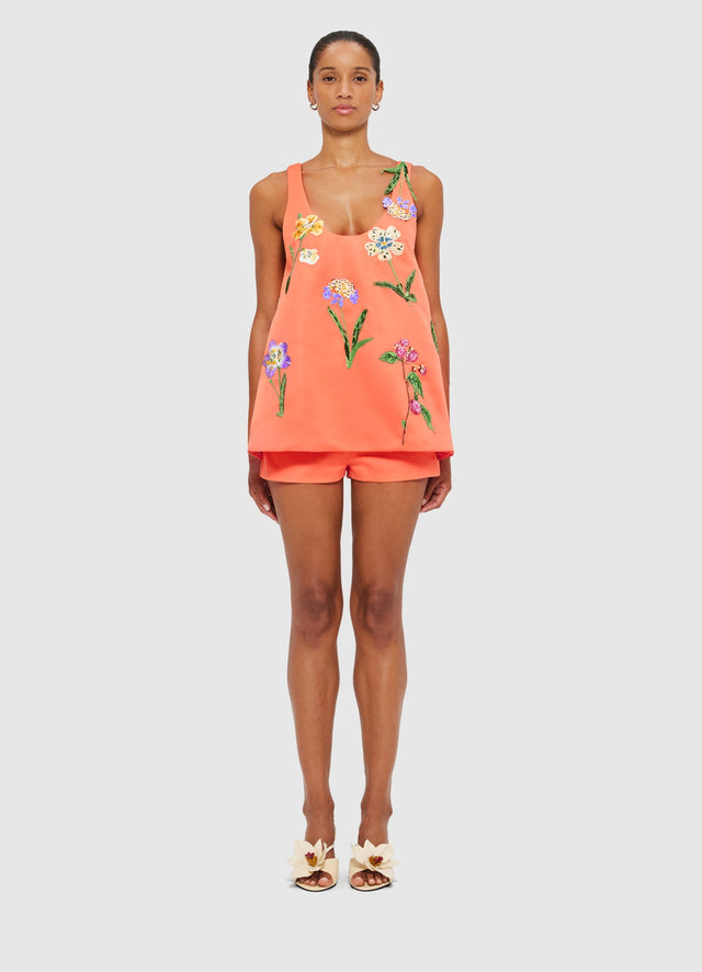 Exclusive Leo Lin Olivette Shorts in Wild Flower in Coral