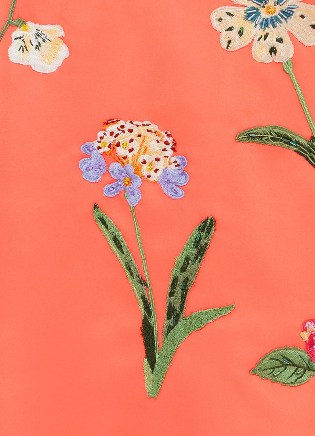 Exclusive Leo Lin Helaine Embroidered Top in Wild Flower in Coral