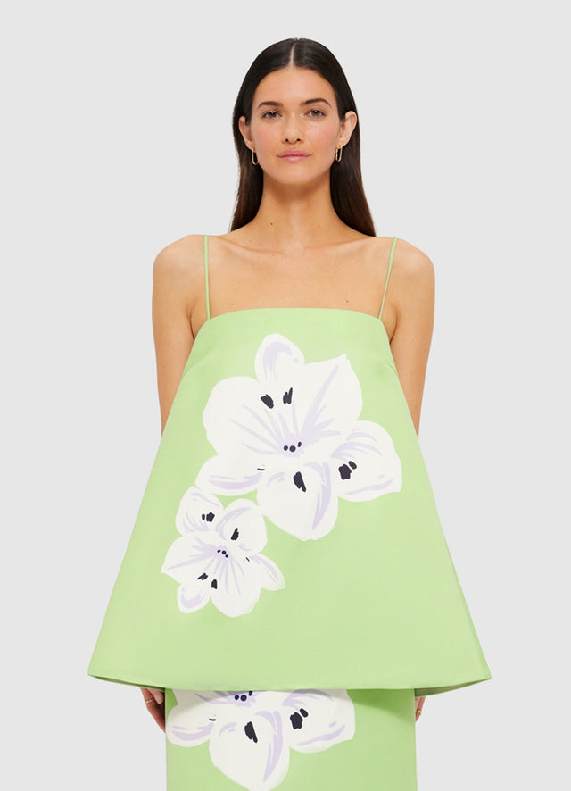 Exclusive Leo Lin Étienne Top in Hibiscus in Matcha