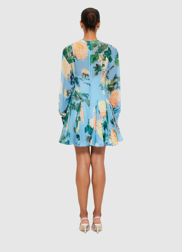 Exclusive Leo Lin Mia Mini Dress in Hydrangea in Cornflower Blue
