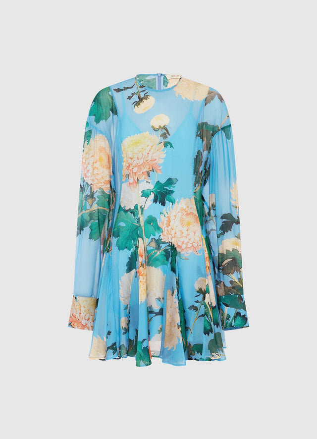 Exclusive Leo Lin Mia Mini Dress in Hydrangea in Cornflower Blue