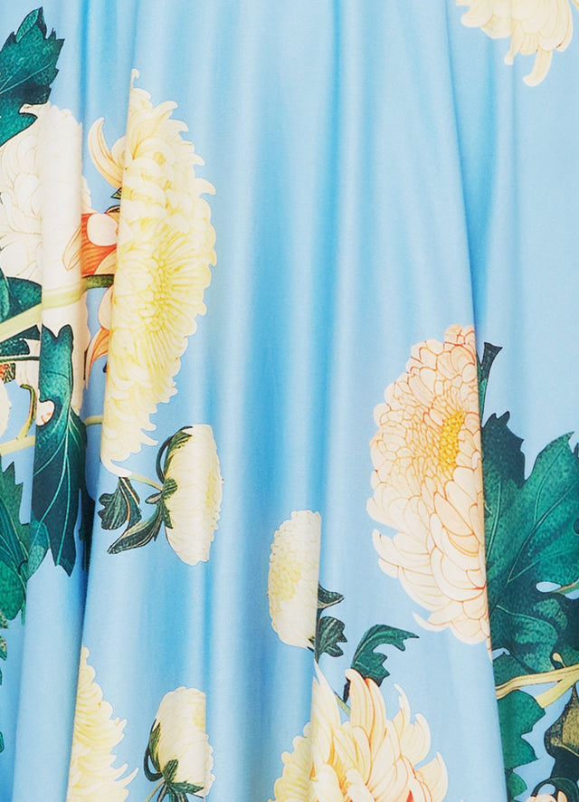 Exclusive Leo Lin Zara Shirt Midi Dress in Hydrangea Print in Cornflower Blue