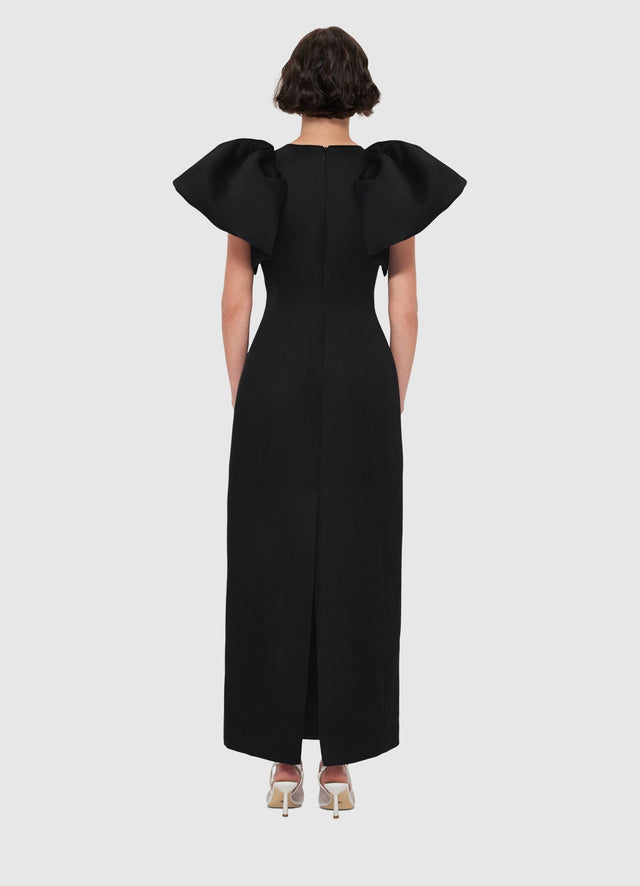 Exclusive Leo Lin Lucinda Appliqué Floral Maxi Dress - Iris Print in Ebony