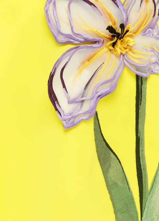 Exclusive Leo Lin Rafaela Appliqué Floral Maxi Skirt - Iris Print in Yellow