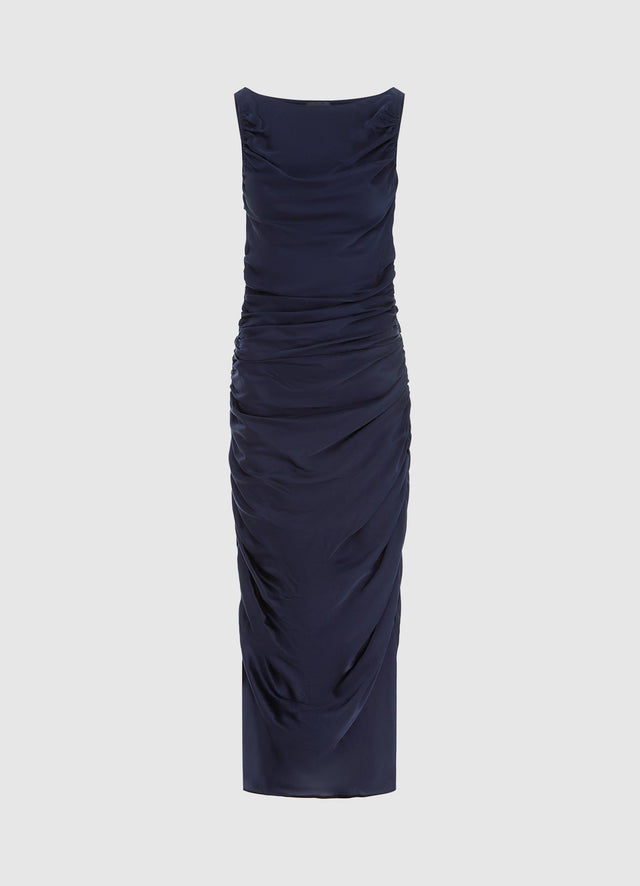 Exclusive Leo Lin Laura Midi Dress in Oxford Blue