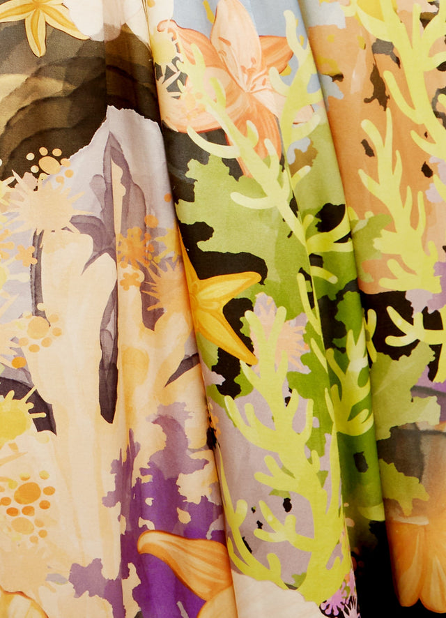 Exclusive Leo Lin Nadia Voluminous Gown in Neptune Print in Seashell